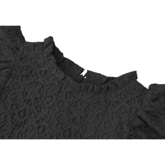 NEW Two Bunnies Elegant Lace Pom Pom Flutter Sleeve Party Princess Dress Black - Picture 3 of 9